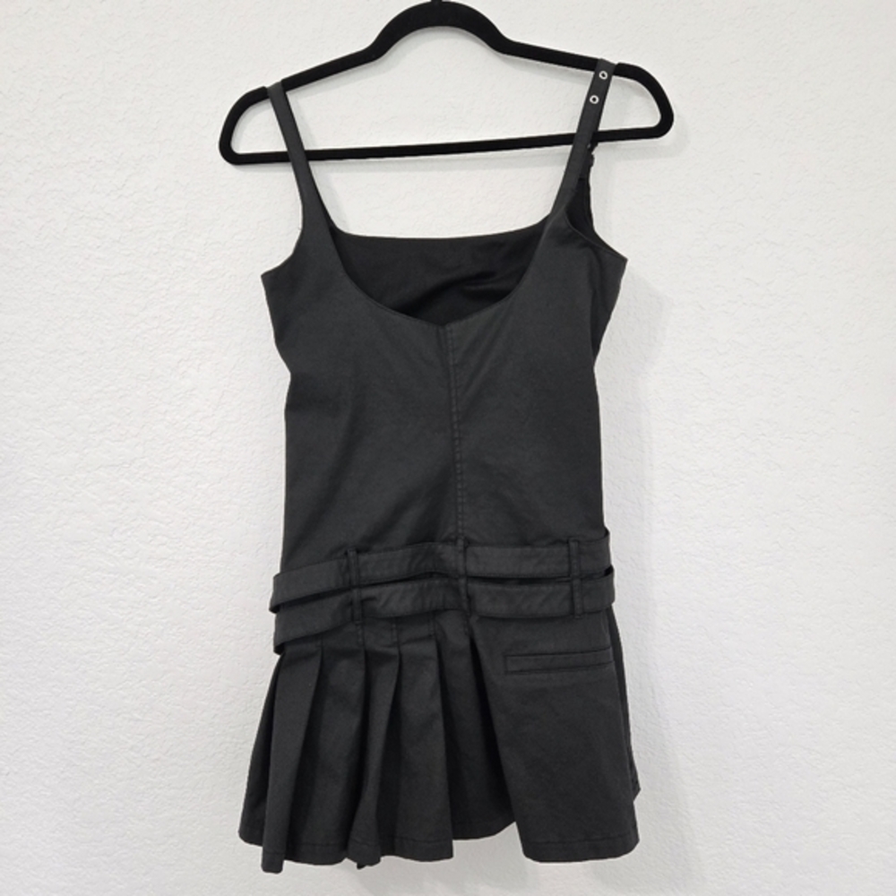 Zara Waxed Box Pleat Dress S Whimsigoth Belted Drop Waist‎ - Picture 4 of 7